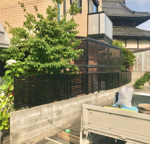 フェンス工事　ＹＫＫシンプレオフェンス3Ｆ型　横太格子　Ｈ=1ｍ